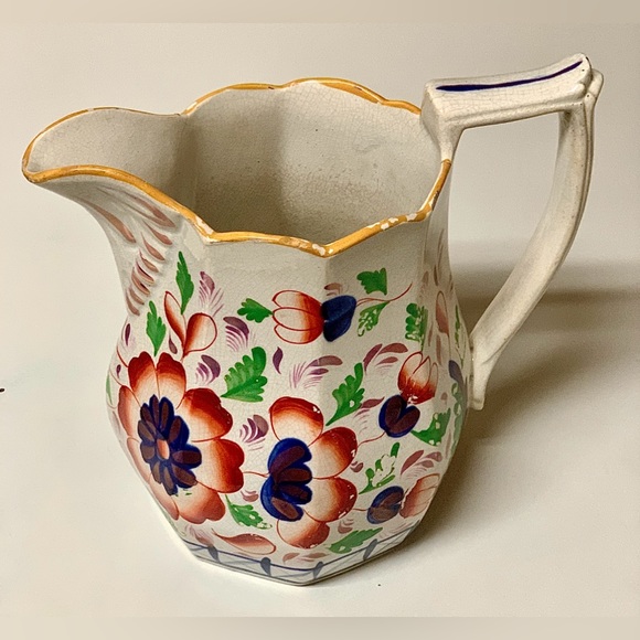 19th Century Antique Gaudy Welsh Grape Pattern Hand Painted Luster Pitcher Jug - Picture 15 of 16